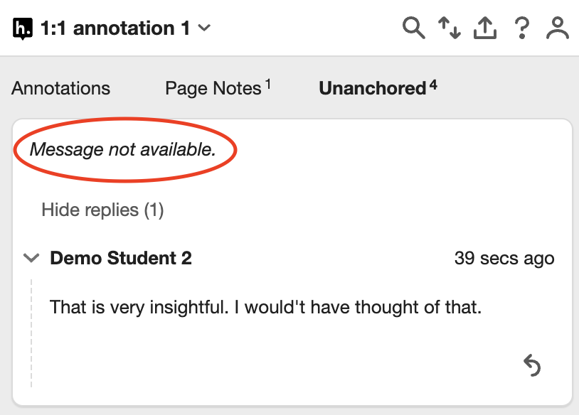 unanchored annotation due to hidden or deleted top level annotation